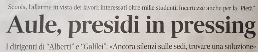 Scuole a Benevento, i presidi in pressing per ottenere le aule a settembre